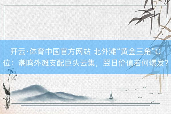 开云·体育中国官方网站 北外滩“黄金三角”C位：潮鸣外滩支配巨头云集，翌日价值若何爆发？