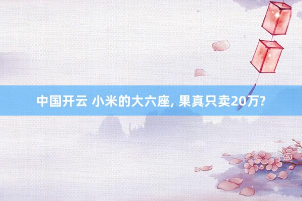 中国开云 小米的大六座， 果真只卖20万?