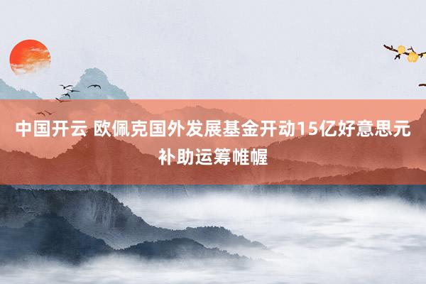 中国开云 欧佩克国外发展基金开动15亿好意思元补助运筹帷幄